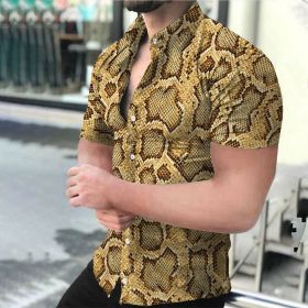 2022 Cross-border European and American new foreign trade men's casual shirts Hawaiian style short-sleeved 3D printing men's shirts (Color: As shown, size: XXL)